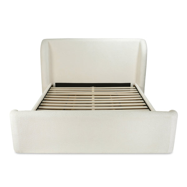 Moe's Home Sophia Storage Bed - Elevate Your Sleep Experience With Cozy Comfort And Stylish Storage Solutions White Upholstery, 50% Recycled Polyester 50%Polyester,Solid Wood,Plywood And Mdf Rn-1153-05-0