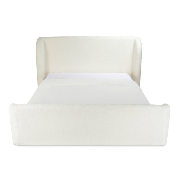 Moe's Home Sophia Storage Bed - Elevate Your Sleep Experience With Cozy Comfort And Stylish Storage Solutions White Upholstery, 50% Recycled Polyester 50%Polyester,Solid Wood,Plywood And Mdf Rn-1153-05-0