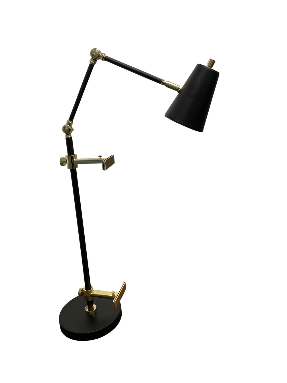 House Of Troy River North Easel Table Lamp - Antique Brass & Polished Accents With Adjustable Led Slimline Shade Black,Polished Brass Metal Rn351-blkpb