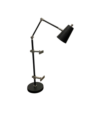 House Of Troy River North Easel Table Lamp - Antique Brass & Polished Accents With Adjustable Led Slimline Shade Black,Satin Nickel Metal Rn351-blksn