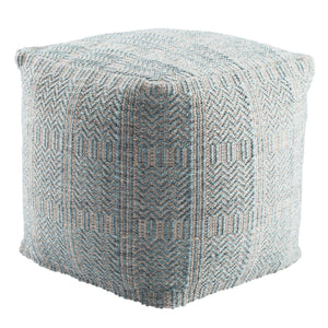 Jaipur Living Jaipur Living Destrie Woven Polypropylene Cube Pouf Tribal Chevron Boho Indoor Outdoor Light Blue POF100451