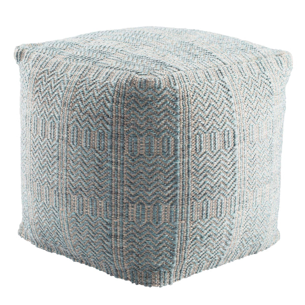 Jaipur Living Jaipur Living Destrie Woven Polypropylene Cube Pouf Tribal Chevron Boho Indoor Outdoor Light Blue POF100451
