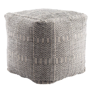 Jaipur Living Jaipur Living Destrie Woven Polypropylene Cube Pouf Tribal Chevron Boho Indoor Outdoor Gray POF100444