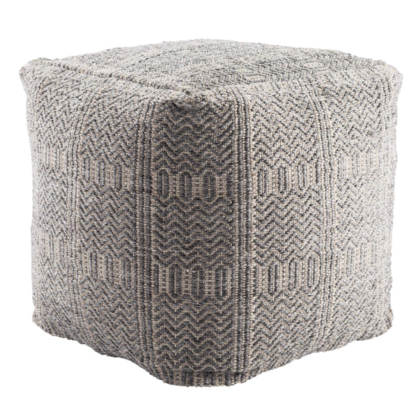 Jaipur Living Jaipur Living Destrie Woven Polypropylene Cube Pouf Tribal Chevron Boho Indoor Outdoor Gray POF100444