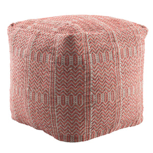 Jaipur Living Jaipur Living Destrie Woven Polypropylene Cube Pouf Tribal Chevron Boho Indoor Outdoor Red POF100445