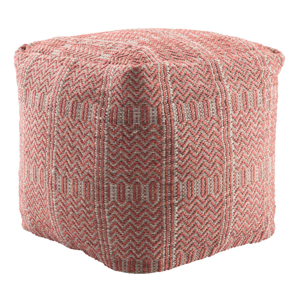 Jaipur Living Jaipur Living Destrie Woven Polypropylene Cube Pouf Tribal Chevron Boho Indoor Outdoor Red POF100445