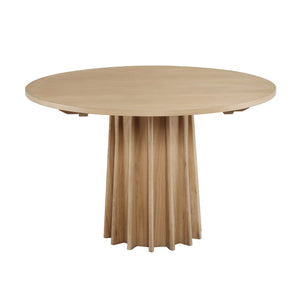 Lh Imports Sculpture Dining Table - Natural Elegance For Small Spaces, Comfortably Seats 4 With Fluted Base Design Brown Oak,Oak Veneer Rns014ns