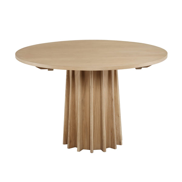 Lh Imports Sculpture Dining Table - Natural Elegance For Small Spaces, Comfortably Seats 4 With Fluted Base Design Brown Oak,Oak Veneer Rns014ns