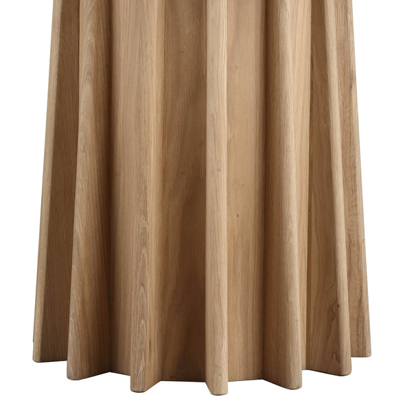 Lh Imports Sculpture Dining Table - Natural Elegance For Small Spaces, Comfortably Seats 4 With Fluted Base Design Brown Oak,Oak Veneer Rns014ns