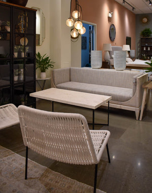 Lh Imports Raphael Sofa - Elevate Your Home Decor With Luxurious Comfort And Timeless Elegance Today! Light Grey White Pine,Polyester,Flax Fabric,Pu Foam Rns027