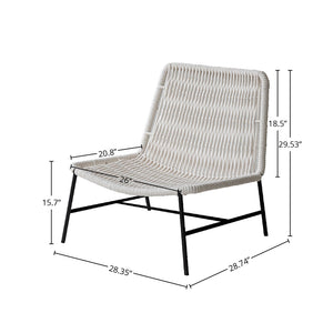 Lh Imports Loom Side Chair - Stylish Comfort For Your Home, Perfect For Beautification And Modern Décor! White Steel,Rope Rns038