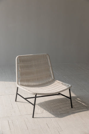 Lh Imports Loom Side Chair - Stylish Comfort For Your Home, Perfect For Beautification And Modern Décor! White Steel,Rope Rns038