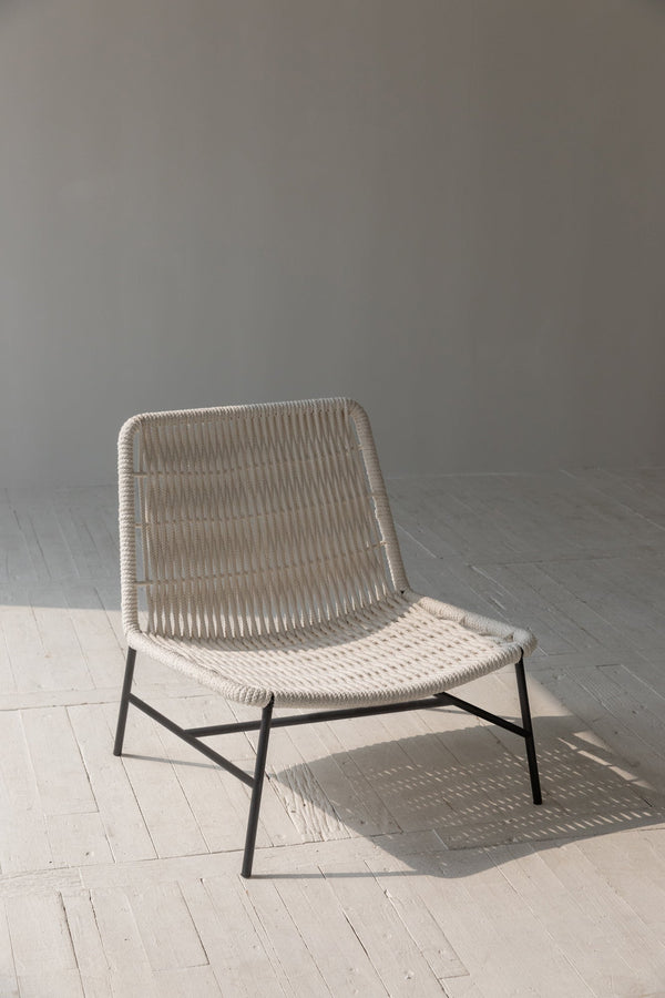 Lh Imports Loom Side Chair - Stylish Comfort For Your Home, Perfect For Beautification And Modern Décor! White Steel,Rope Rns038