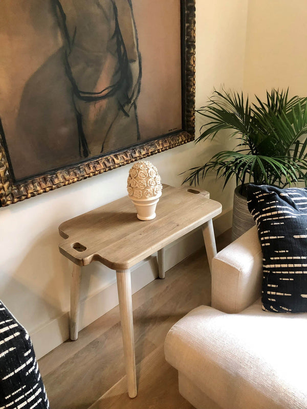 Lh Imports Juliet Side Table - Vintage-inspired Recycled Pine Wood With Handles For Easy Home Rearrangement Brown,White Recycled White Pine Rns039