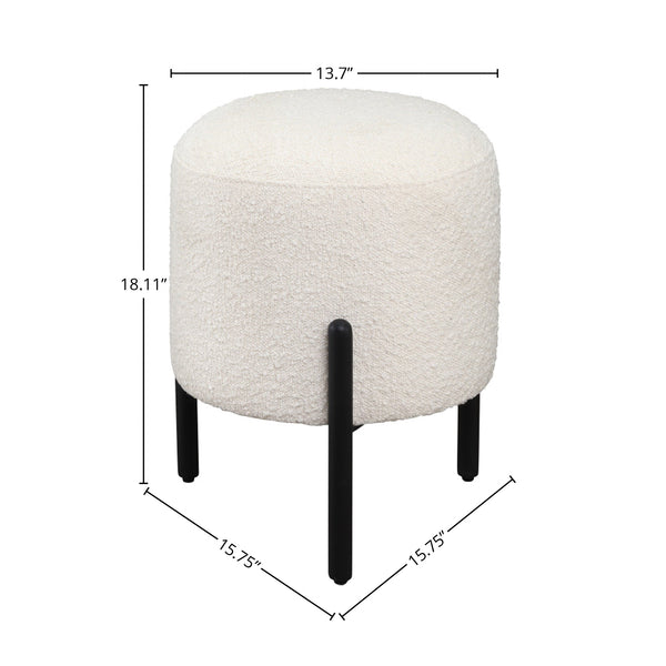 Lh Imports Florence Stool - Elevate Your Home Décor With Stylish Comfort And Timeless Elegance For Any Room! White,Black Pu Foam,Polyester Fiber,Fabric,Steel Rns040