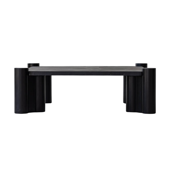 Lh Imports Vito Coffee Table - Modern Low Profile Design With Bold Black Matte Finish & Unique Exposed Legs Black Concrete,Birch Wood Rns045