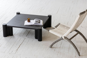 Lh Imports Vito Coffee Table - Modern Low Profile Design With Bold Black Matte Finish & Unique Exposed Legs Black Concrete,Birch Wood Rns045