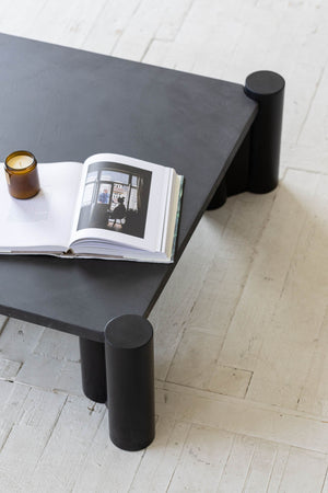 Lh Imports Vito Coffee Table - Modern Low Profile Design With Bold Black Matte Finish & Unique Exposed Legs Black Concrete,Birch Wood Rns045