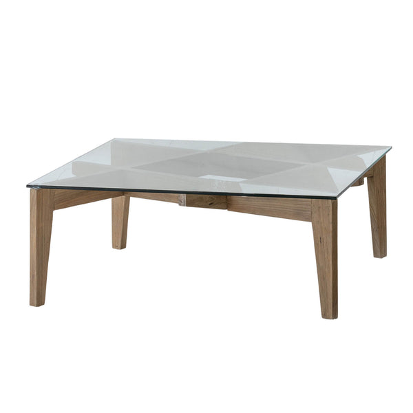 Lh Imports Cosimo Contemporary Coffee Table – Low Profile Design With Elegant Tempered Glass For Your Home Decor Brown Elm Wood,Tempered Glass Rns048