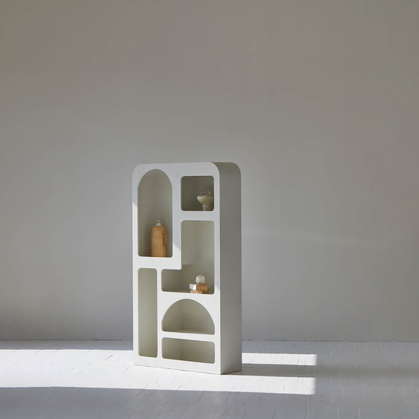 Lh Imports Vinci Bookcase - Stylish Micro Cement Storage Solution For Home Decor & Organizing Essentials White Micro Cement Rns057