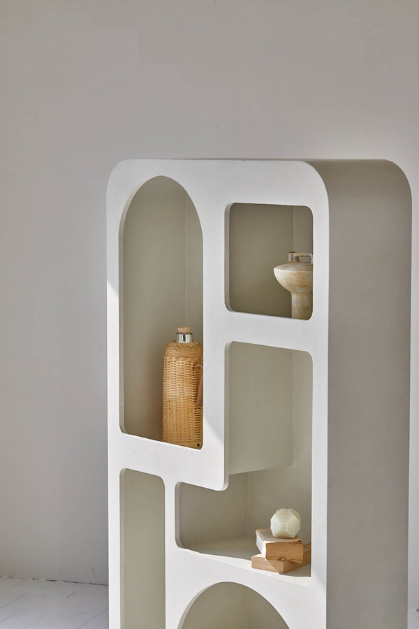Lh Imports Vinci Bookcase - Stylish Micro Cement Storage Solution For Home Decor & Organizing Essentials White Micro Cement Rns057