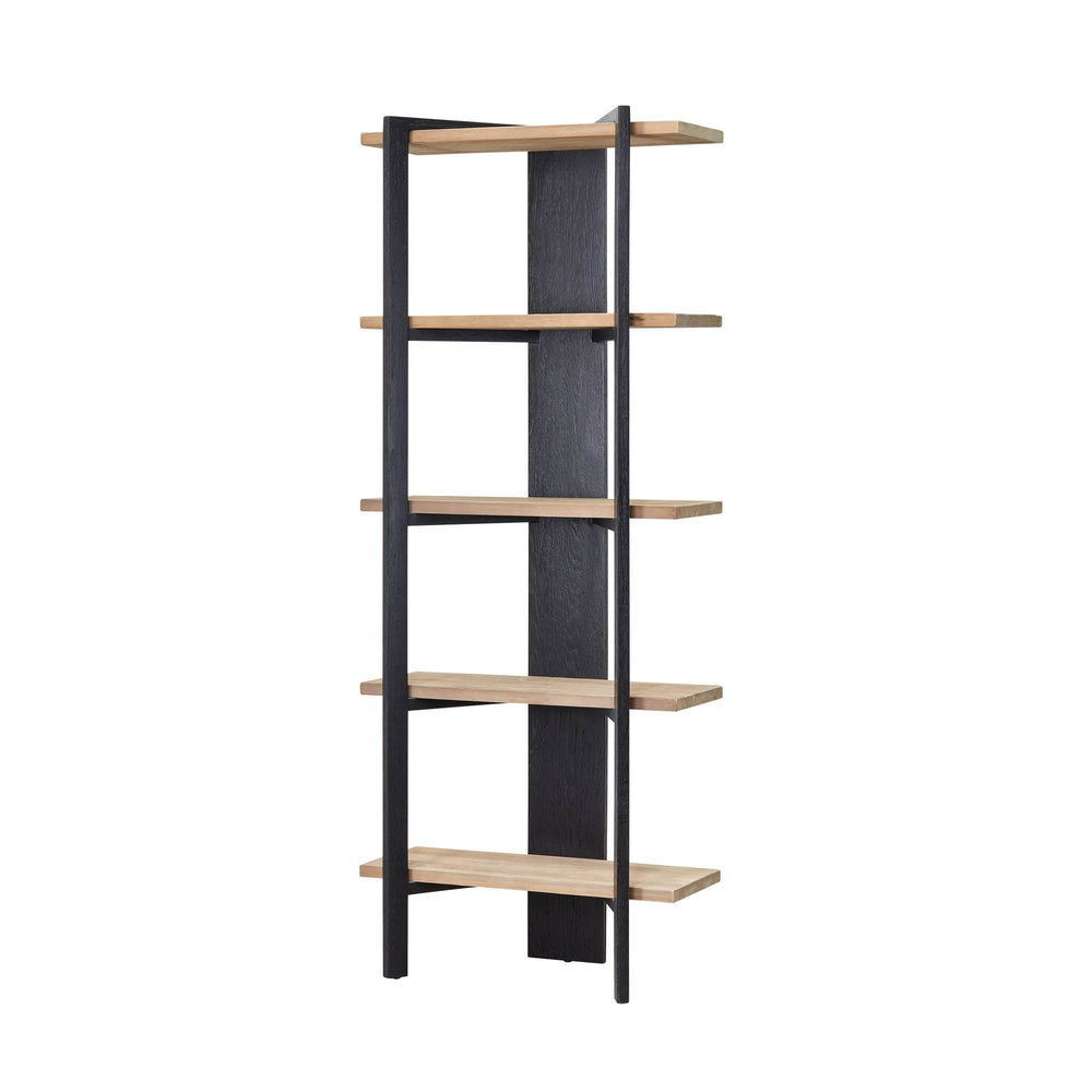 Lh Imports Galileo Bookcase - Stylish Charcoal Black & Natural Finish Storage Solution For Any Room Decor Black,Brown Pine Wood Rns060