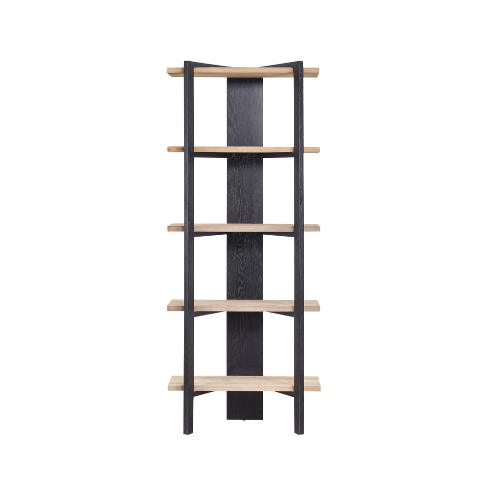 Lh Imports Galileo Bookcase - Stylish Charcoal Black & Natural Finish Storage Solution For Any Room Decor Black,Brown Pine Wood Rns060