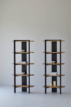 Lh Imports Galileo Bookcase - Stylish Charcoal Black & Natural Finish Storage Solution For Any Room Decor Black,Brown Pine Wood Rns060