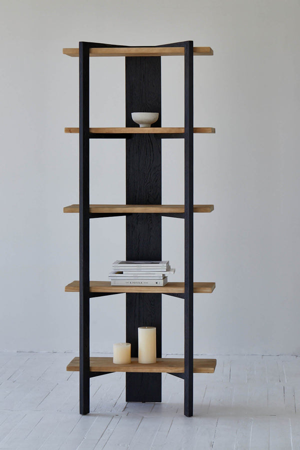 Lh Imports Galileo Bookcase - Stylish Charcoal Black & Natural Finish Storage Solution For Any Room Decor Black,Brown Pine Wood Rns060