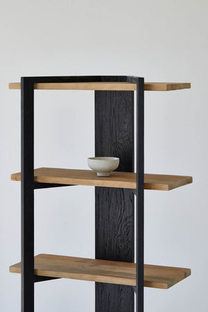 Lh Imports Galileo Bookcase - Stylish Charcoal Black & Natural Finish Storage Solution For Any Room Decor Black,Brown Pine Wood Rns060