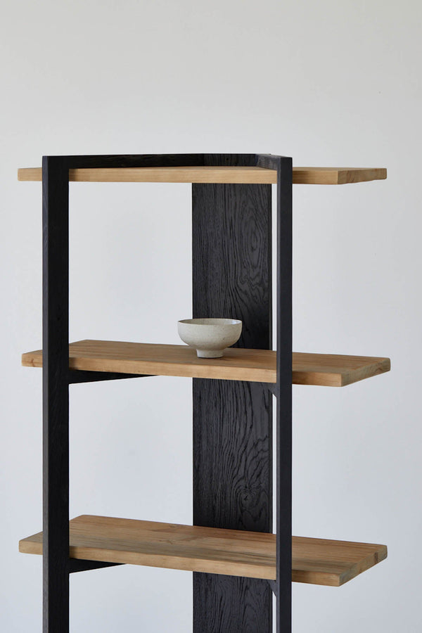 Lh Imports Galileo Bookcase - Stylish Charcoal Black & Natural Finish Storage Solution For Any Room Decor Black,Brown Pine Wood Rns060