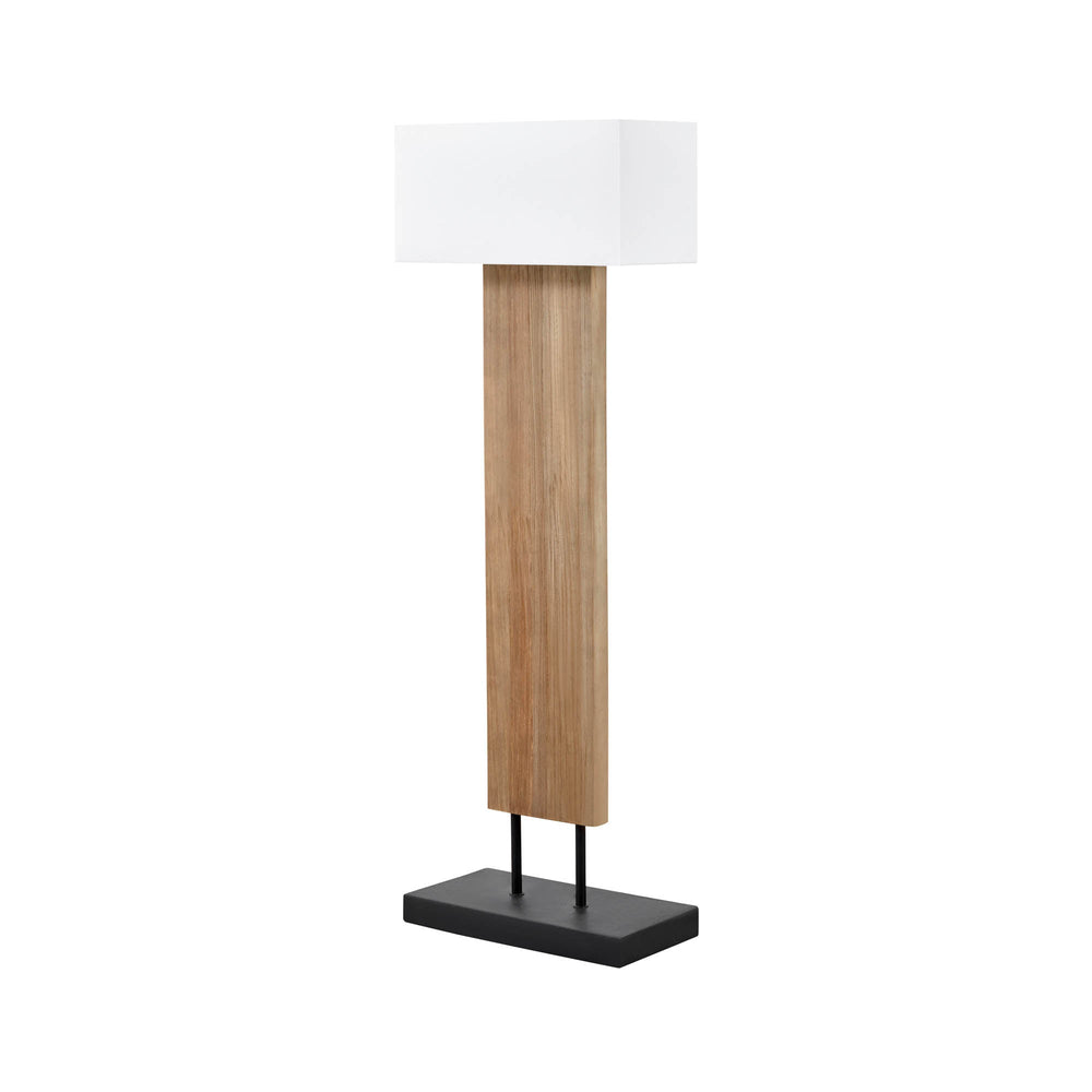 Lh Imports Fonte Standing Lamp: Elegant Pine & Concrete Design With Rectangular Linen Shade For Modern Spaces Brown Recycled Pine,Concrete,Linen Shade,Metal Rns063s