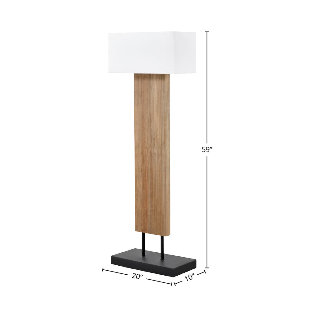 Lh Imports Fonte Standing Lamp: Elegant Pine & Concrete Design With Rectangular Linen Shade For Modern Spaces Brown Recycled Pine,Concrete,Linen Shade,Metal Rns063s
