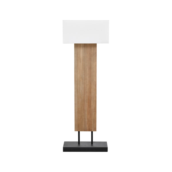 Lh Imports Fonte Standing Lamp: Elegant Pine & Concrete Design With Rectangular Linen Shade For Modern Spaces Brown Recycled Pine,Concrete,Linen Shade,Metal Rns063s