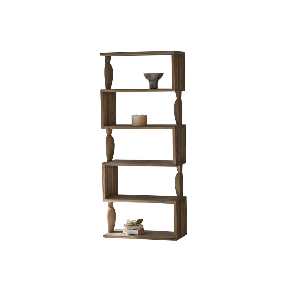 Lh Imports Polo Bookcase: Stylish Natural Elm Wood Shelving For Home Decor, Modular Design & Open Concept Display Brown Elm Wood Rns065