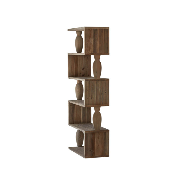 Lh Imports Polo Bookcase: Stylish Natural Elm Wood Shelving For Home Decor, Modular Design & Open Concept Display Brown Elm Wood Rns065