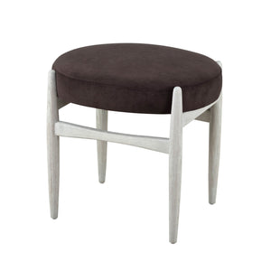 Lh Imports Poppy Round Stool: Elegant Dark Brown Accent Ottoman For Living Room, Bedroom & Family Spaces Brown,White Oak Wood,100% Polyester,Polyester Fiber,Pu Foam Rns075