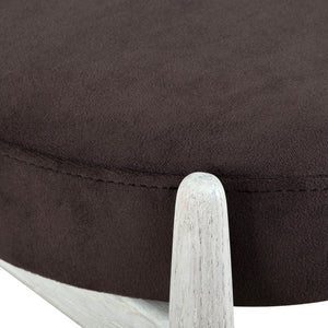 Lh Imports Poppy Round Stool: Elegant Dark Brown Accent Ottoman For Living Room, Bedroom & Family Spaces Brown,White Oak Wood,100% Polyester,Polyester Fiber,Pu Foam Rns075