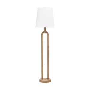 Lh Imports Dolce Standing Lamp - Elegant Oak Wood Design With White Woven Linen Shade For Home Beautification Natural Oak,Linen Shade,Metal Rns078s