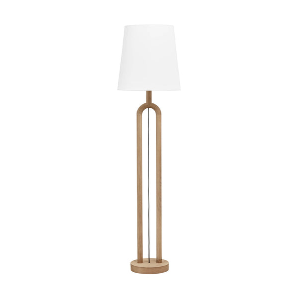 Lh Imports Dolce Standing Lamp - Elegant Oak Wood Design With White Woven Linen Shade For Home Beautification Natural Oak,Linen Shade,Metal Rns078s