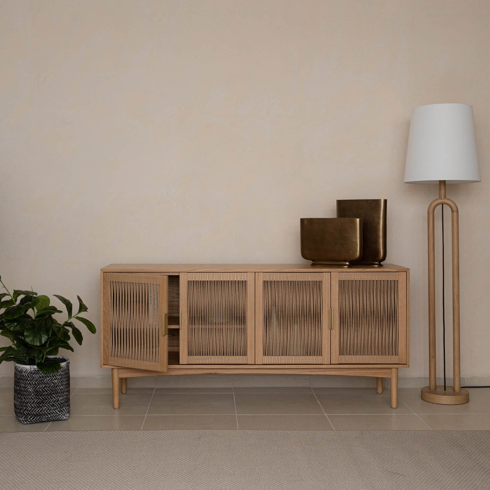 Lh Imports Dolce Standing Lamp - Elegant Oak Wood Design With White Woven Linen Shade For Home Beautification Natural Oak,Linen Shade,Metal Rns078s