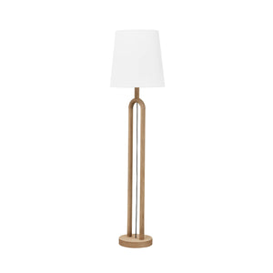 Lh Imports Dolce Standing Lamp - Elegant Oak Wood Design With White Woven Linen Shade For Home Beautification Natural Oak,Linen Shade,Metal Rns078s