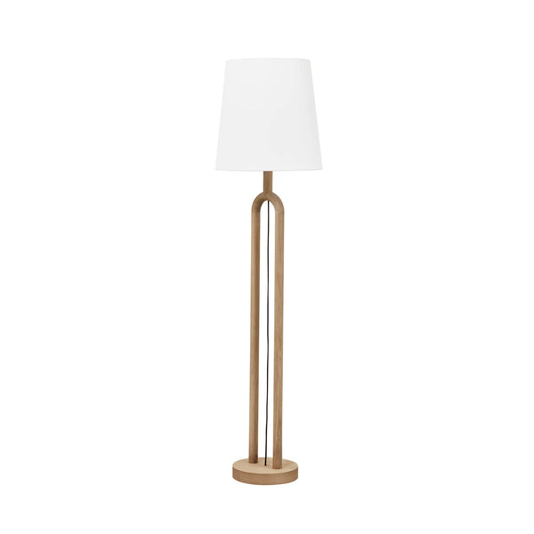 Lh Imports Dolce Standing Lamp - Elegant Oak Wood Design With White Woven Linen Shade For Home Beautification Natural Oak,Linen Shade,Metal Rns078s