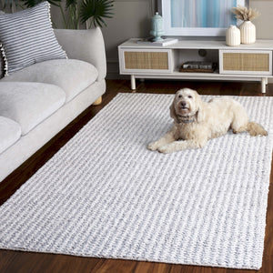 Safavieh Renewal Hand-Tufted Ivory Grey Area Rug — Low-Pile Coastal Elegance, Durable Soft Polyester Blend 3'-0" x 5'-0" RNW151F-3