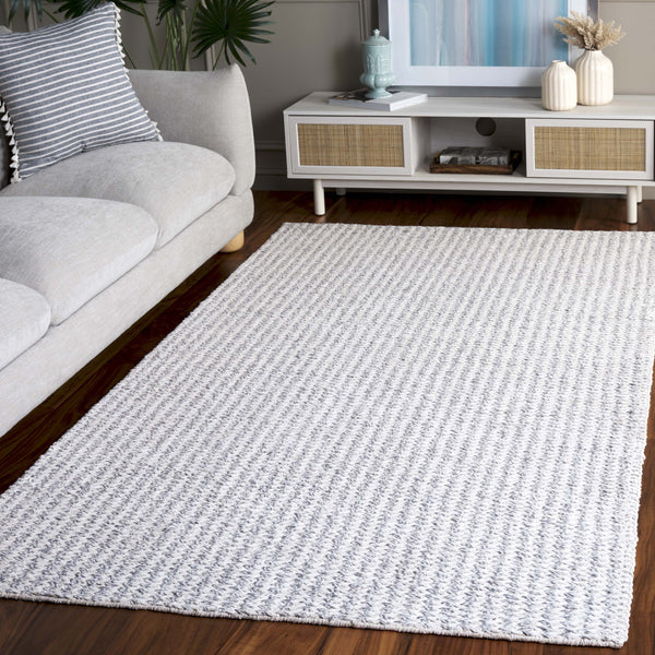 Safavieh Renewal Hand-Tufted Ivory Grey Area Rug — Low-Pile Coastal Elegance, Durable Soft Polyester Blend 3'-0" x 5'-0" RNW151F-3