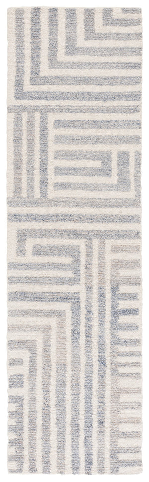 Safavieh Renewal Modern Geometric Area Rug - Hand-tufted Elegance For Contemporary Living Spaces, 3/8" Pile Blue ,Ivory 60% Pet Yarn,30% Wool,10% Cotton Rnw206m-6r