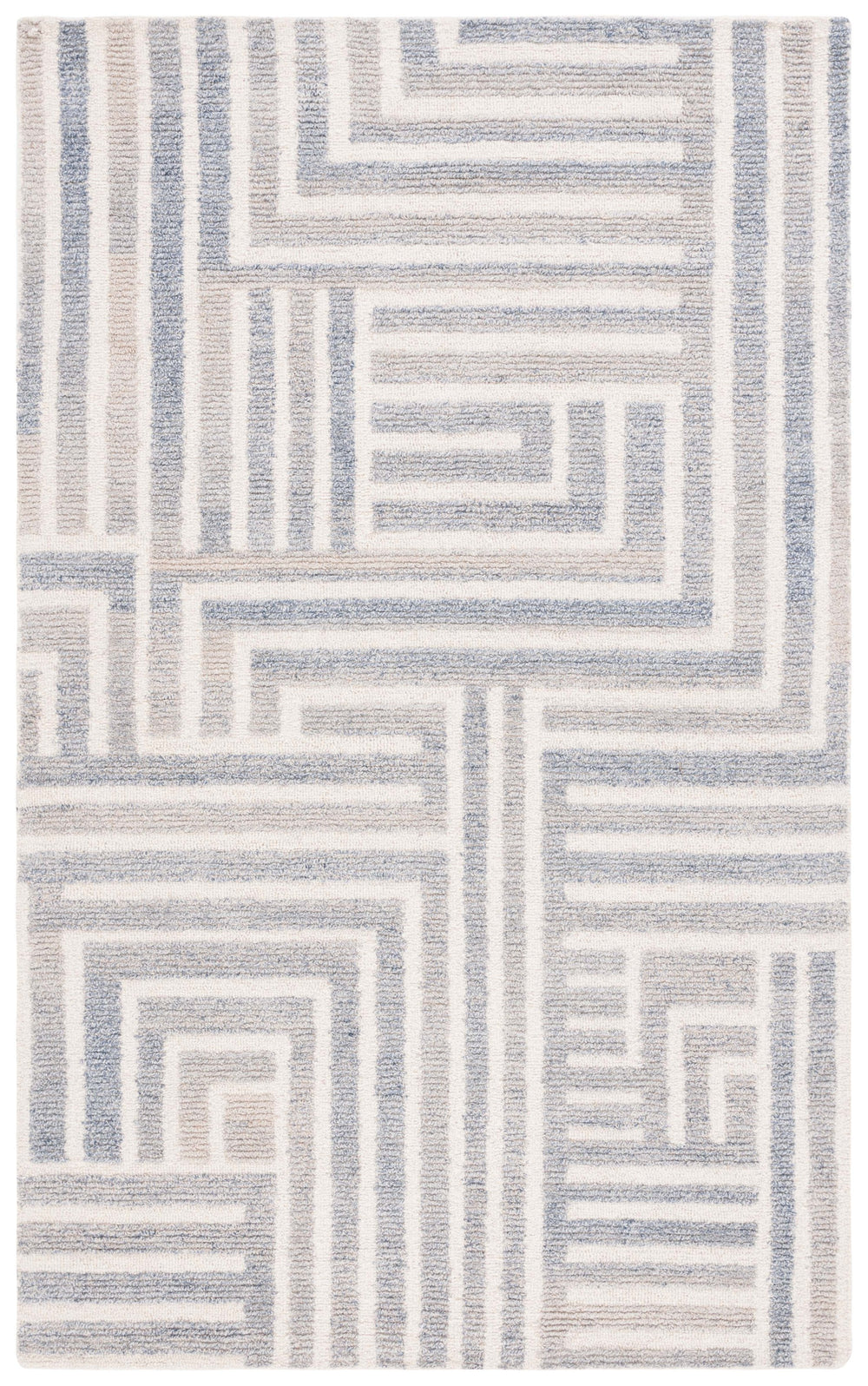 Safavieh Renewal Modern Geometric Area Rug - Hand-tufted Elegance For Contemporary Living Spaces, 3/8" Pile Blue ,Ivory 60% Pet Yarn,30% Wool,10% Cotton Rnw206m-6r