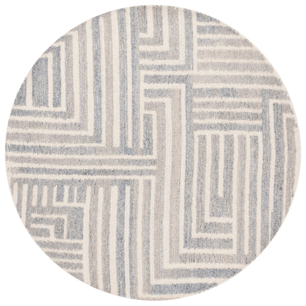 Safavieh Renewal Modern Geometric Area Rug - Hand-tufted Elegance For Contemporary Living Spaces, 3/8" Pile Blue ,Ivory 60% Pet Yarn,30% Wool,10% Cotton Rnw206m-6r