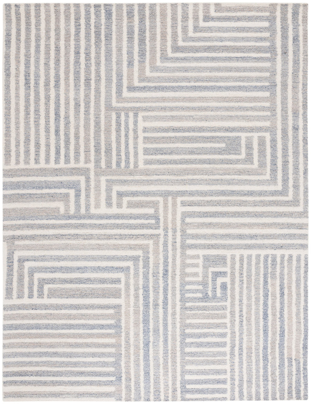 Safavieh Renewal Modern Geometric Area Rug - Hand-tufted Elegance For Contemporary Living Spaces, 3/8" Pile Blue ,Ivory 60% Pet Yarn,30% Wool,10% Cotton Rnw206m-6r