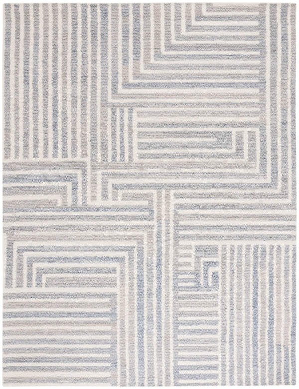 Safavieh Renewal Modern Geometric Area Rug - Hand-tufted Elegance For Contemporary Living Spaces, 3/8" Pile Blue ,Ivory 60% Pet Yarn,30% Wool,10% Cotton Rnw206m-6r